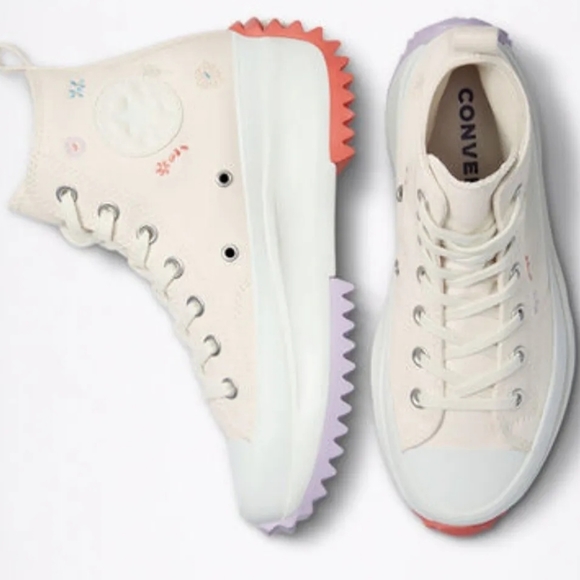 Converse Run Star Hike Hi Platform Embroidered Floral Unisex Sz: /A01583C - Picture 2 of 14